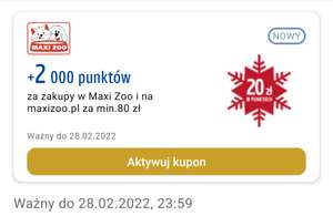 +2000 punktów Payback za zakupy za min. 80 zł w Maxi Zoo i na maxizoo.pl