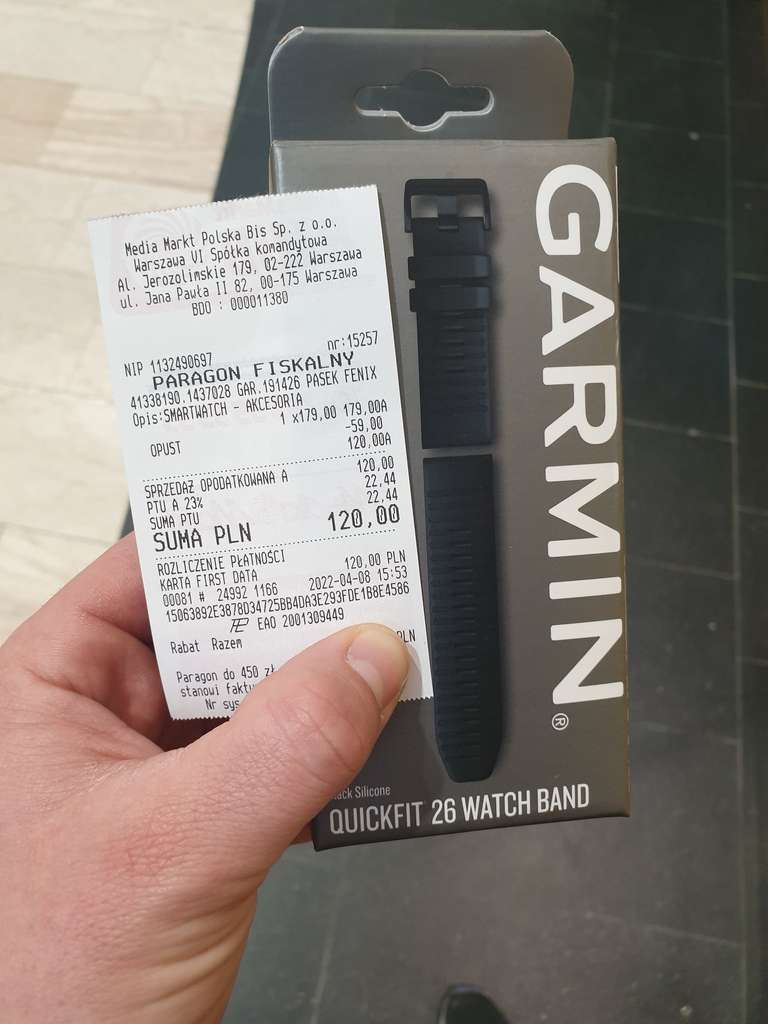 Pasek Garmin Quickfit 26mm czarny (silikon)