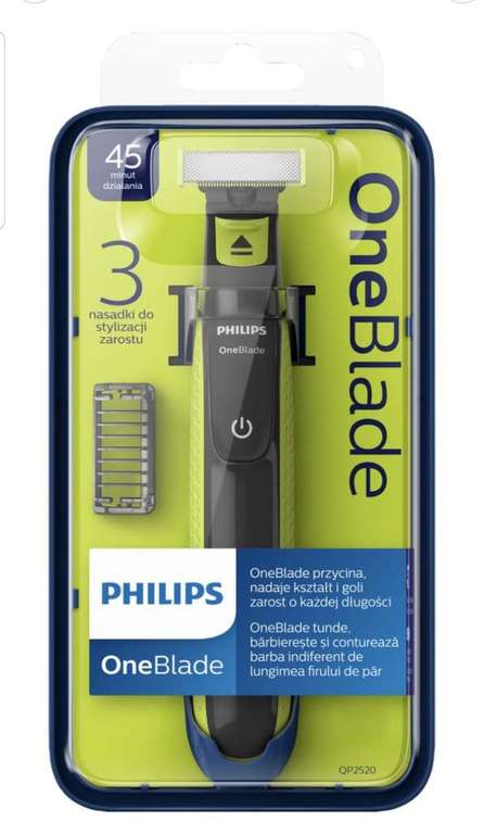 Philips OneBlade QP2520/20 maszynka + 3 nasadki + ładowarka (możliwe 94,90zł dla nowych z kodem)