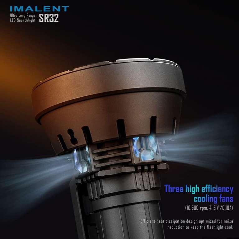 IMALENT SR32 Najjaśniejszy reflektor, 120 000 lumenów, z 32 diodami Cree XHP50.3 HI LED, do ponownego ładowania, zasięg wiązki do 2 km