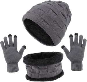 3 w1 Zimowa czapka, szalik i rękawiczki do ekranów dotykowych, zestaw 3 w 1