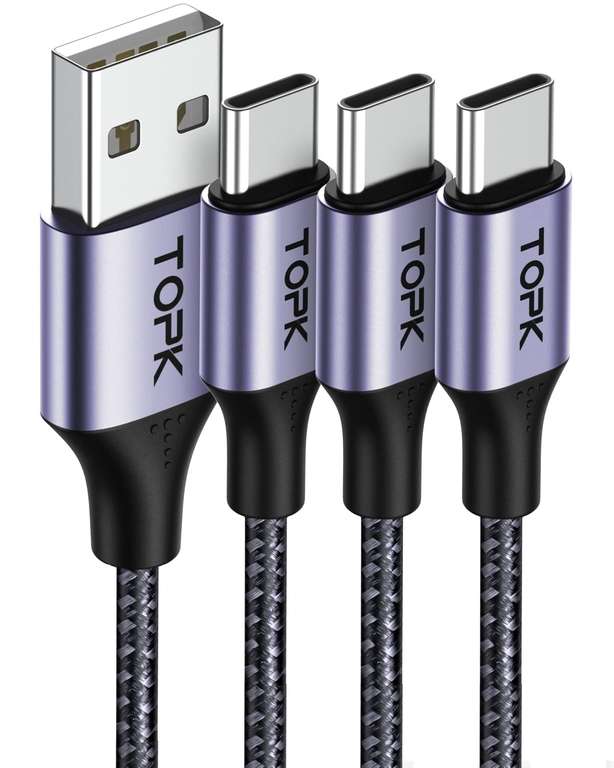 Prime: TOPK USB-A do USB-C Kabel [3 sztuki 2 m]