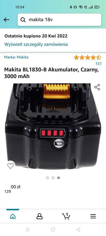 Oryginalny akumulator Makita BL1830 3Ah 54 Wh 18V