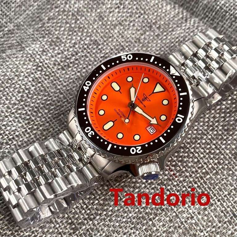 Zegarek Tandorio 41mm - SKX007 homage - mechanizm automatyczny NH35A, szafirowe szkło, bransoleta jubilee, kilka kolorów do wyboru $61.55