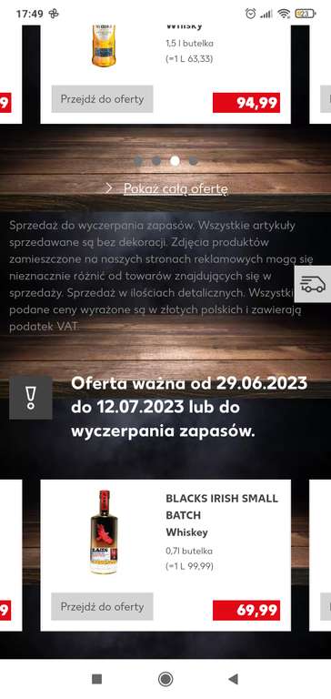 Irish whiskey, whisky BLACKs Kaufland Lublin 69,99 za 0,7