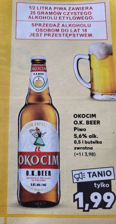 Piwo Okocim OK BEER but.zw 0,5L 5,6% @Kaufland
