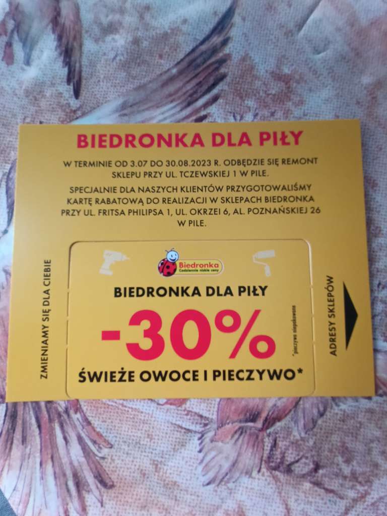 -30% ŚWIEŻE OWOCE I PIECZYWO do trzech Biedronek w Pile z powodu remontu Biedronki na ul. Tczewskiej 1. (Miasto: Piła, Wielkopolska)