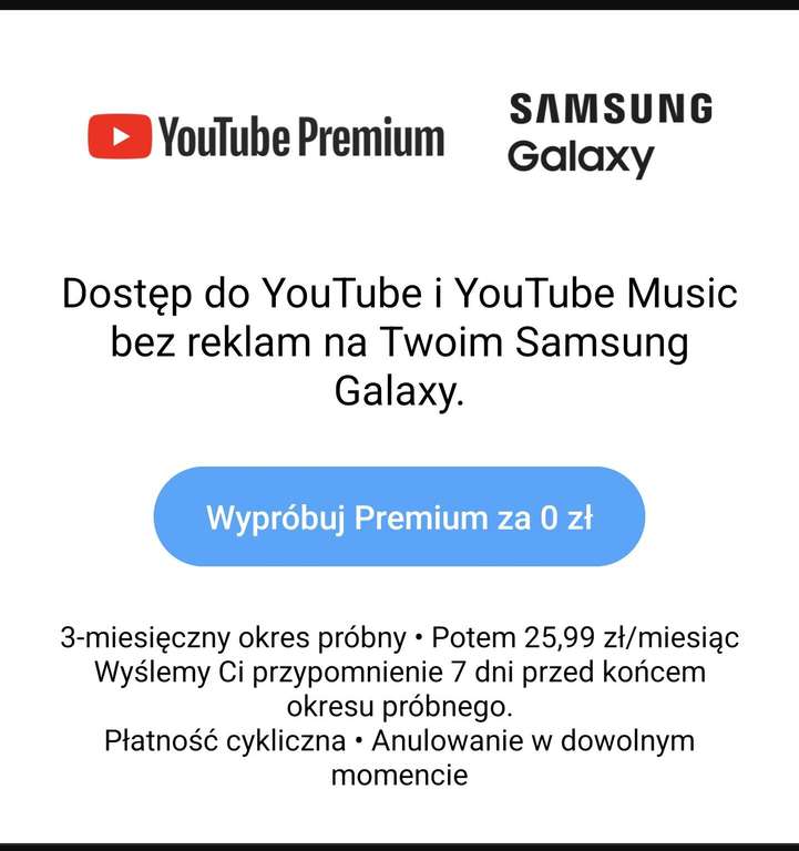 YouTube Premium - 3 miesiące próbne (dla nowych) - dla wybranych