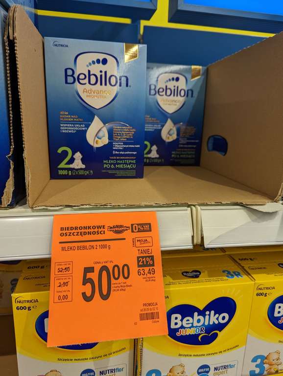 Mleko dla niemowląt Bebilon 2 advance 1000g w dobrej cenie - Biedronka
