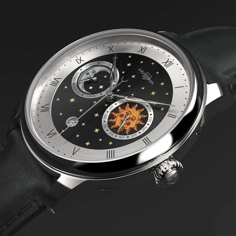 Zegarek męski automat HVILINA STAR CHRONICLE MECHANICAL BLACK + 3 inne kolory tarczy