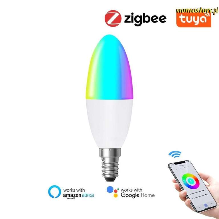E14 LED Tuya Zigbee RGB CW Smart Żarówka
