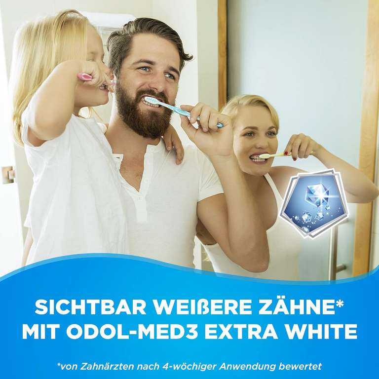 Odol-med3 Extra White pasta do zębów z mikro-wybielającymi cząsteczkami i formułą ochrony zębów, 75 ml