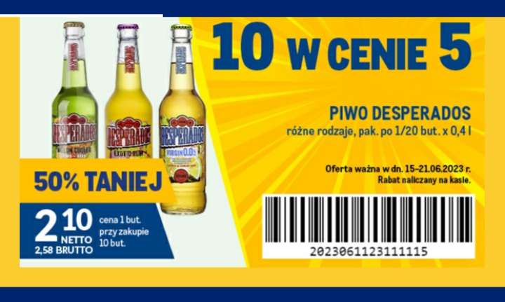 Piwo Desperados 0.4L, różne rodzaje, cena za 1szt. przy zakupie 10szt.
