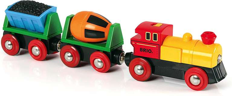 BRIO BRI-33319 Lokomotywa + 2 wagony (betoniarka i wagon z węglem)