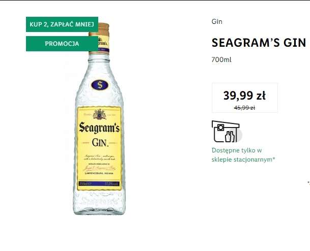 Gin Seagram's 0,7l - 39.99zł przy zakupie 2szt. | Lidl
