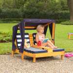 KidKraft Podwójny leżak, szezlong ogrodowy dla dzieci, z baldachimem i uchwytami na kubki