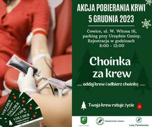 Cewice k. Lęborka | ”Choinka za krew” – oddaj krew, odbierz choinkę | 05.12.2023r. 08.00-12.00