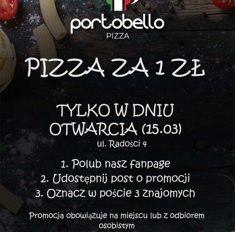Pizza za 1zł z okazji otwarcia nowej pizzeri w Lublinie