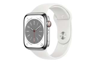 Apple Watch 8 45/Silver Steel/White Sport LTE