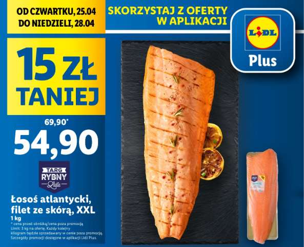 Łosoś Atlantycki filet ze skórą XXL - 1 KG 54,90 zł