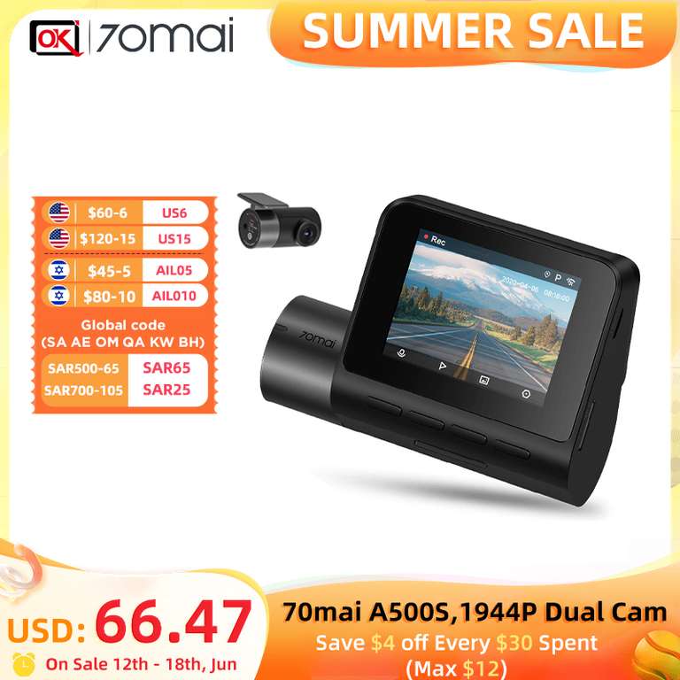 Wideorejestrator kamera samochodowa 70mai A500s Pro Plus w świetnej cenie. Ograniczona ilość.