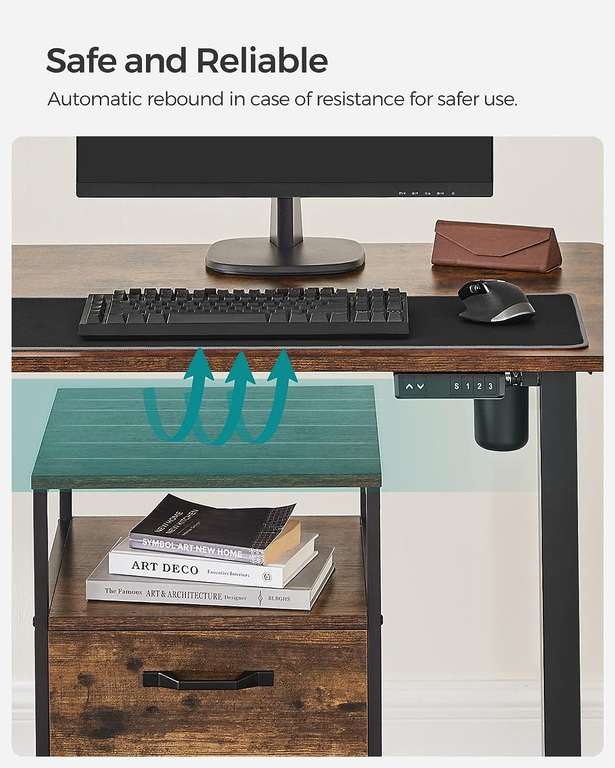 Stelaż elektryczny do biurka (bez blatu, z zaczepami, płynna regulacja, funkcja pamięci) @ Amazon Songmics