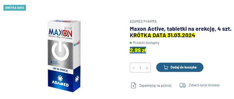 Maxon Active 4x25mg - cena 4,30 z przesyłką przy zakupie 10 szt (to max)
