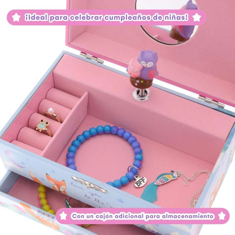 Muzyczna szkatułka na biżuterię dla dziewczynki z wyjmowaną szufladką