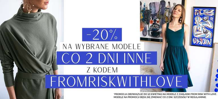 20% rabatu na wybrane modele - co 2 dni zmiana produktów objętych promocją @Risk Made in Warsaw