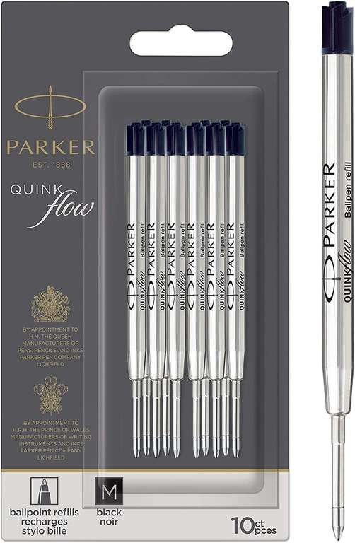 Wkłady atramentowe QUINKflow 10 sztuk do długopisu Parker, czarne i niebieskie @ Amazon