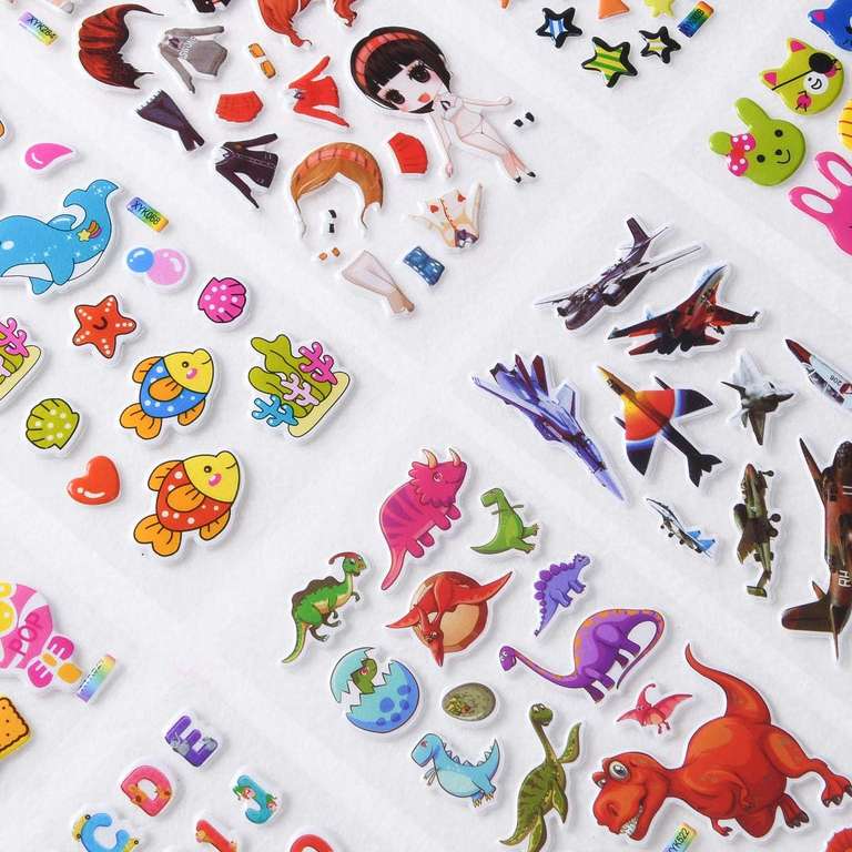 Vicloon Naklejki 3D dla małych dzieci, 38 arkuszy, puszyste, ponad 1000 naklejek | zabawka l darmowa dostawa z Amazon Prime
