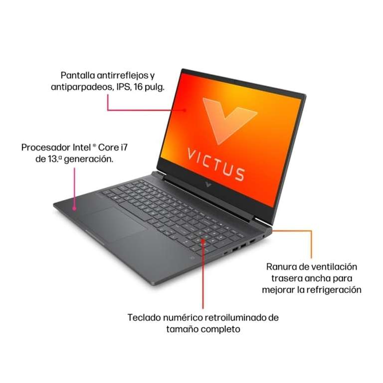 Laptop HP VICTUS 16.1" Full HD (Intel Core i7-13700H, 16GB RAM, 512GB SSD, NVIDIA GeForce RTX 4070