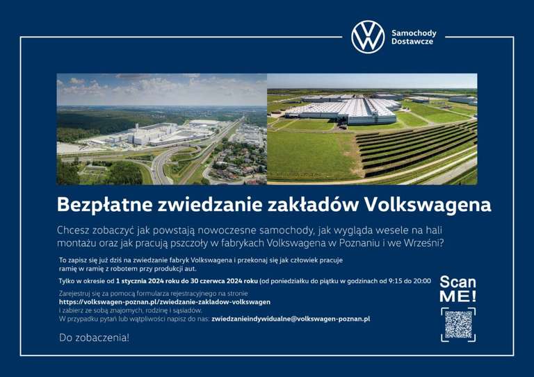 Ponowne bezpłatne zwiedzanie fabryk: Volkswagen Poznań i Volkswagen Września