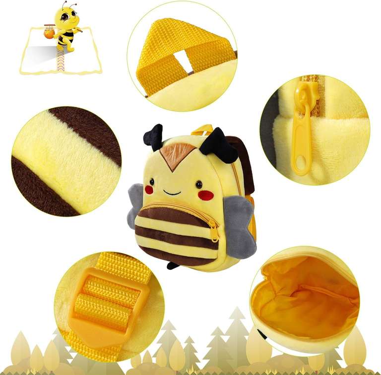 Dziecięce plecaki, trzy rodzaje: lew, motyl i pszczoła