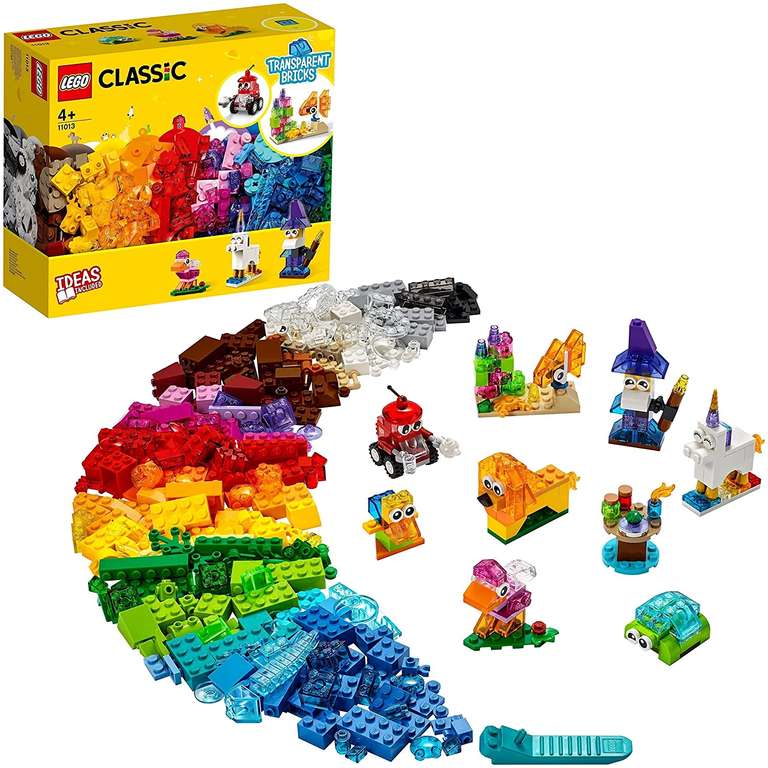 LEGO Classic 11013 Kreatywne przezroczyste klocki; zawiera inspirujące przezroczyste elementy (500 elementów)