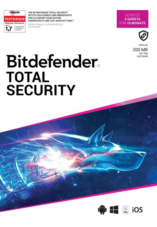 Bitdefender Total Security 6 msc za darmo - 5 urządzeń -wymagany VPN na niemcy