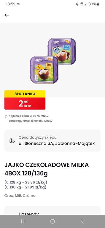 Jajko czekoladowe Milka Oreo 4-box 128g (4x28g)