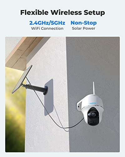Bezprzewodowa zewnętrzna kamera bezpieczeństwa Reolink 4MP/2K, Argus PT + panel słoneczny Amazon.fr