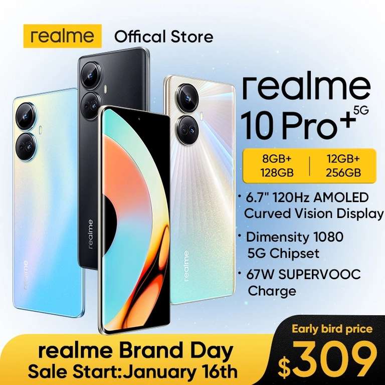 Smartfon Realme 10 Pro+ 5G Global 12/256 za $349 (AliExpress)
