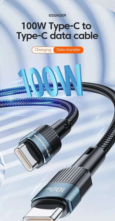 Kabel Essager 100W USB C do USB C 1m $1.60 Inne długości niewiele droższe - OKAZJA CHOICE
