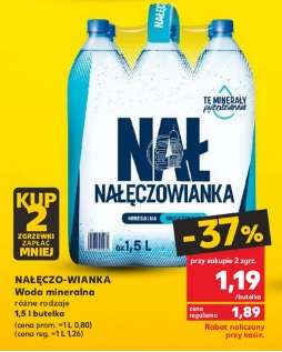 Woda mineralna Nałęczowianka różne rodzaje w Kauflandzie po 1,19 zł za butelkę przy zakupie 2 zgrzewek