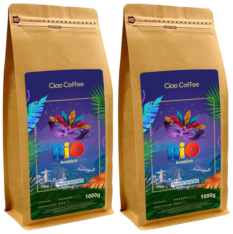 Kawa Ciao Coffee RIO Świeżo Palona ARABICA 2kg @allegro - kawa z robustą 50%
