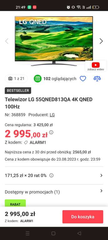 Telewizor LG 55QNED813QA 4K QNED 100Hz