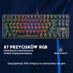 [Amazon Exclusive] DR1TECH Raven Mechaniczna Klawiatura TKL Dla Graczy RGB Dla PC - 87 Przycisków Anty Ghosting - QWERTY