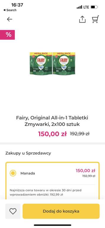 Kapsulki do zmywarki Fairy All in One 200 szt.