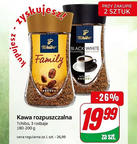 Kawa rozpuszczalna Tchibo 200g za 19,99 zł za kawę przy zakupie 2 kaw w Dino market