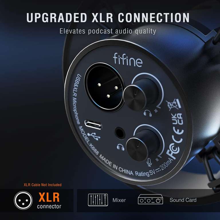 Mikrofon pojemnościowy FIFINE K688 XLR USB $39.11 @ Aliexpress