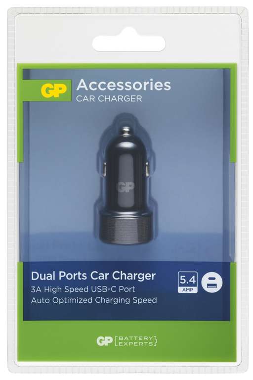 Ładowarka samochodowa GP USB/USB-C CC51M 2.4A + 3.0A Szara