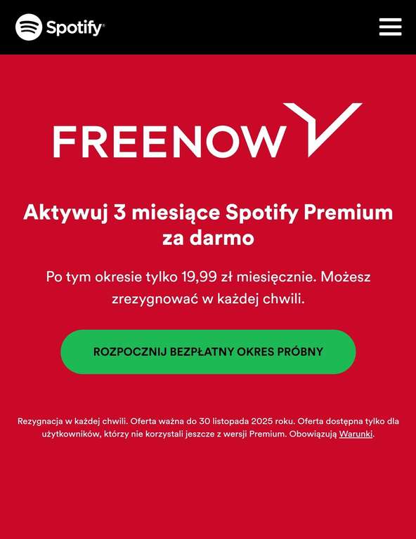 Spotify Premium 3 msc za darmo dla nowych użytkowników