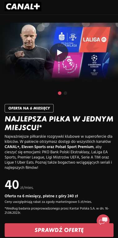 Canal plus online + eleven + Polsat sport premium na 6 m-cy